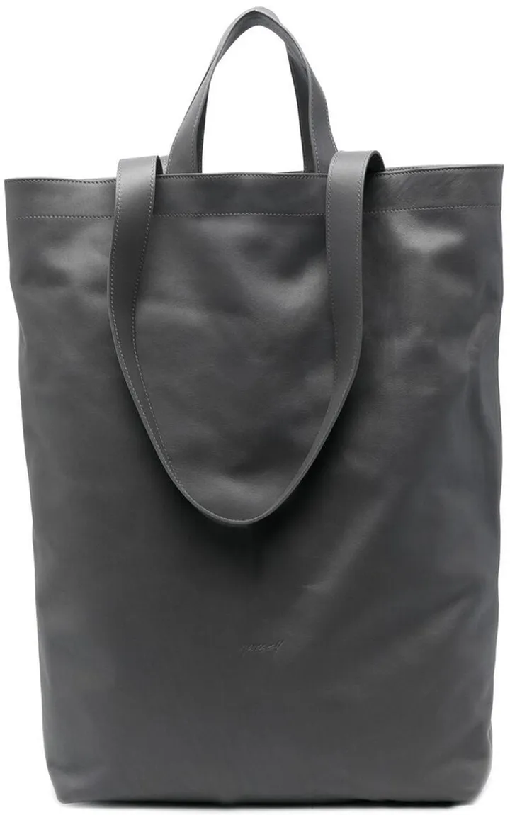 Embossed-Logo Leather Tote Bag