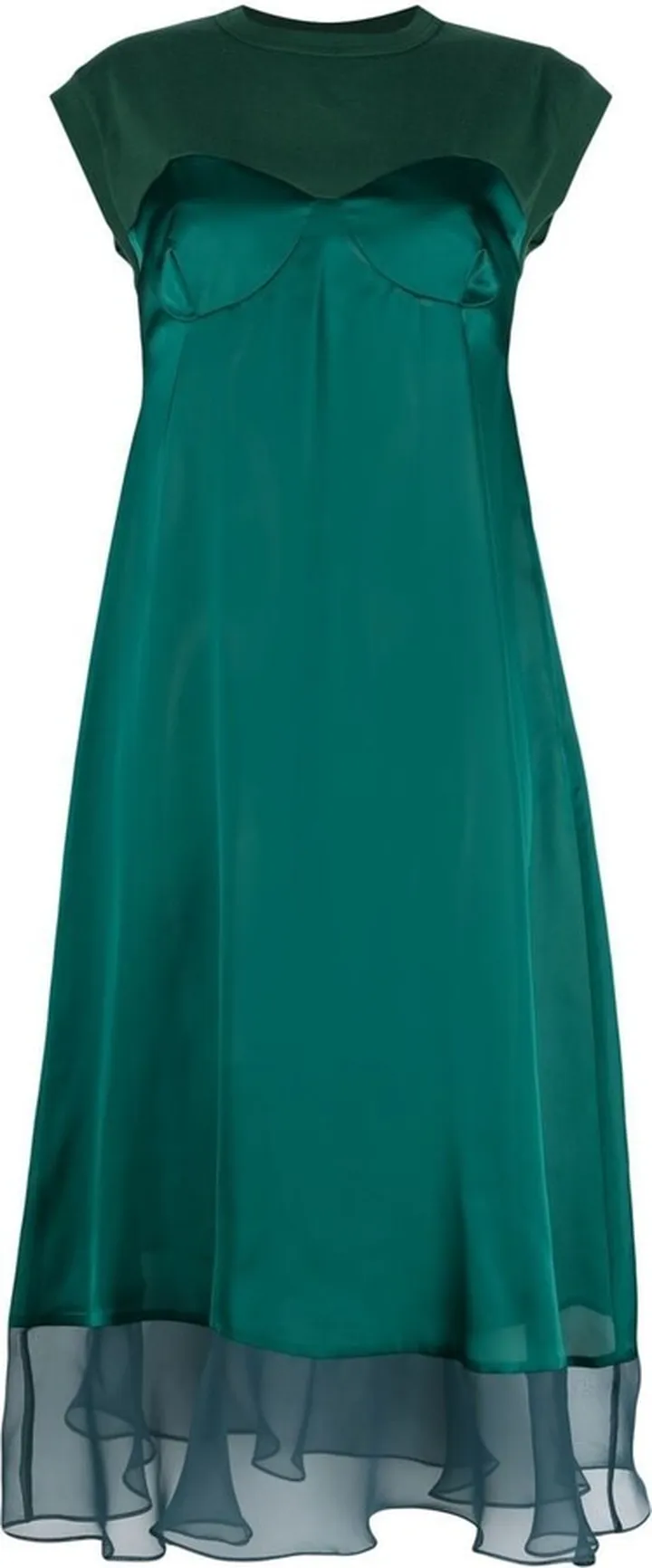 Ruffle-Hem Satin Midi Dress