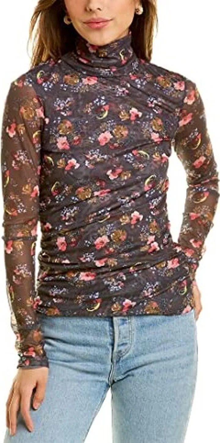 Cinq à Sept Mini Bouquet Shirred Turtleneck