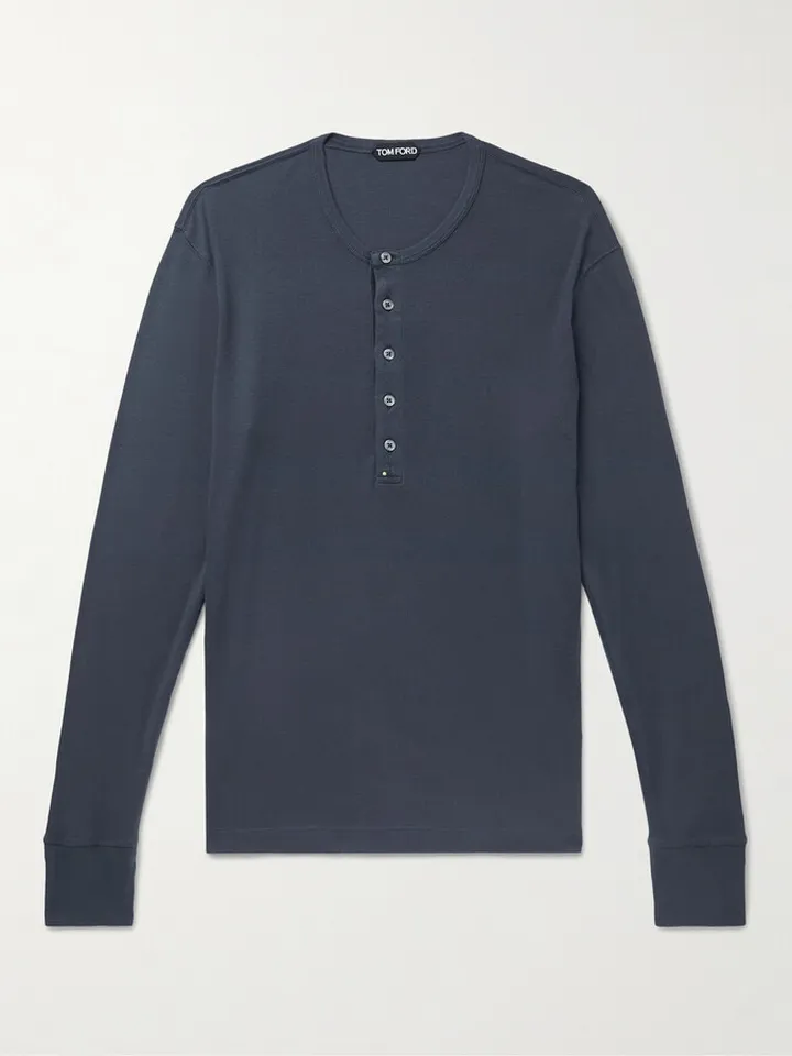 Modal and Cotton-Blend Jersey Henley T-Shirt
