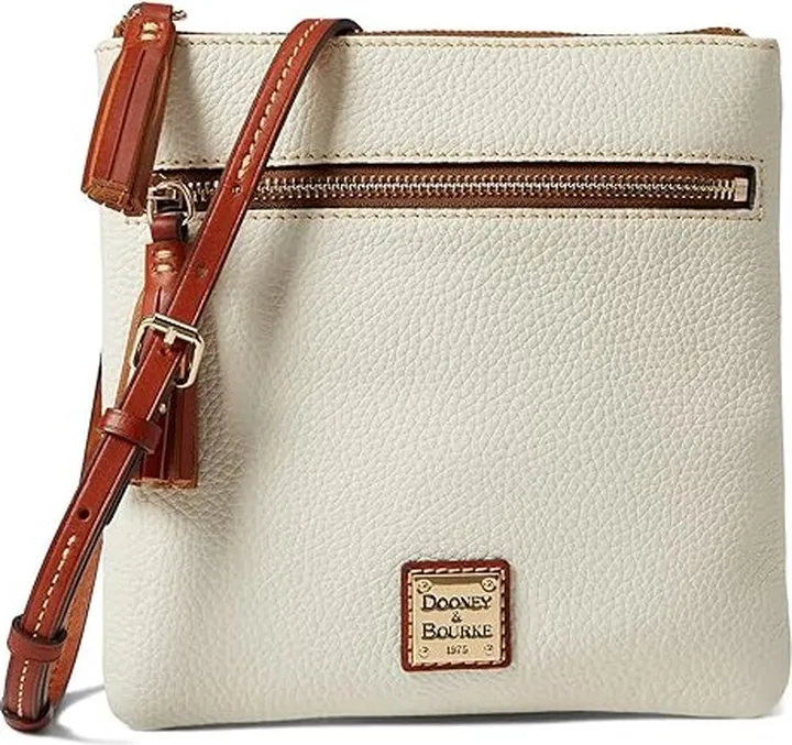 Dooney & Bourke Pebble Double Zip Tassel Crossbody (White) Handbags