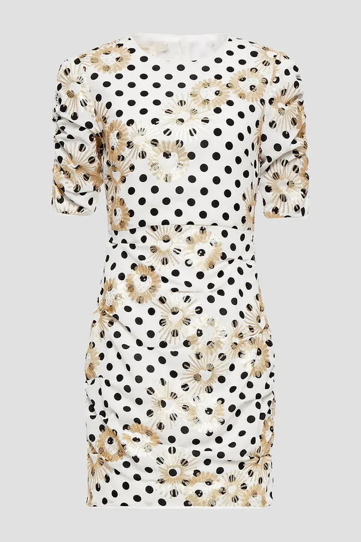 Razula sequin-embellished polka-dot georgette mini dress