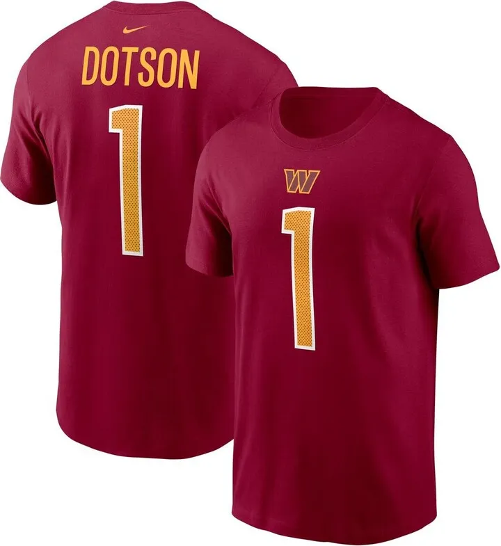 Men's Nike Jahan Dotson Burgundy Washington Commanders 2022 Nfl Draft First Round Pick Player Name & Number T-shirt