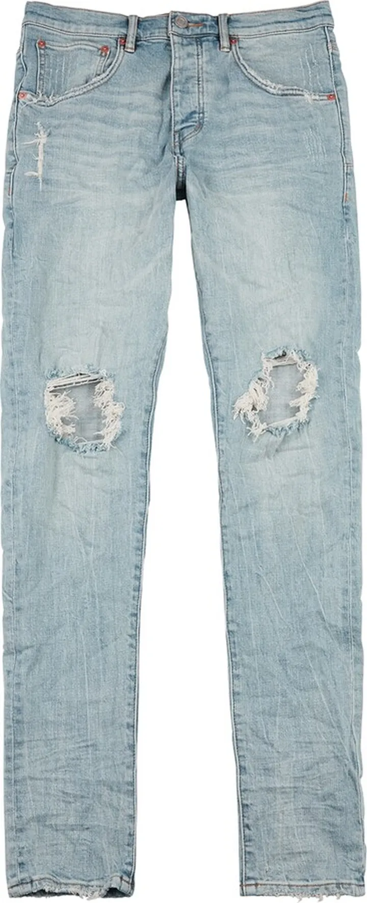 Purple Distressed Slim-leg Jeans
