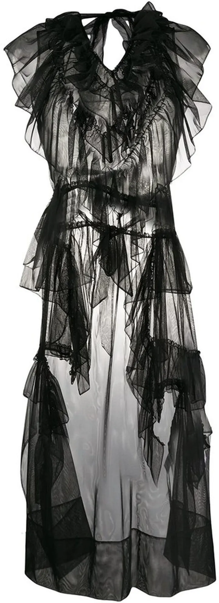 Frilled Sheer Sleeveless Tunic