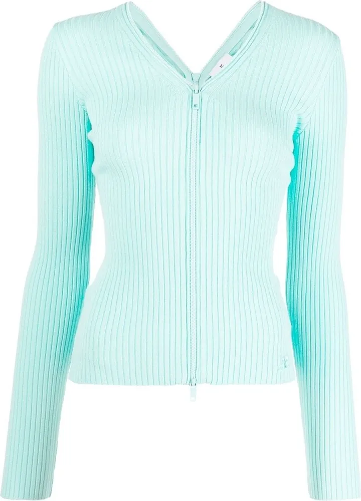 embroidered-logo V-neck cardigan