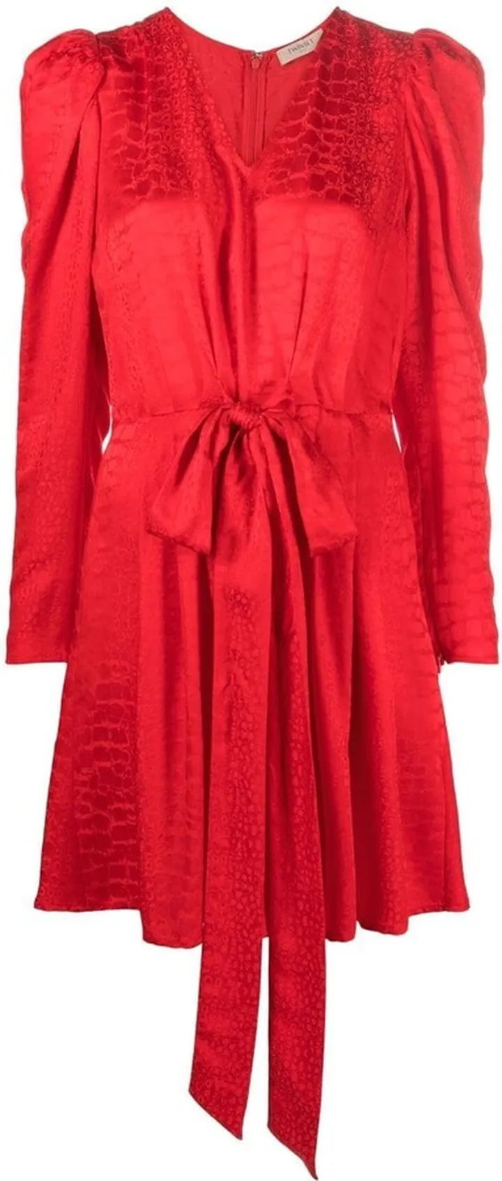Crocodile-Jacquard Tie-Waist Dress