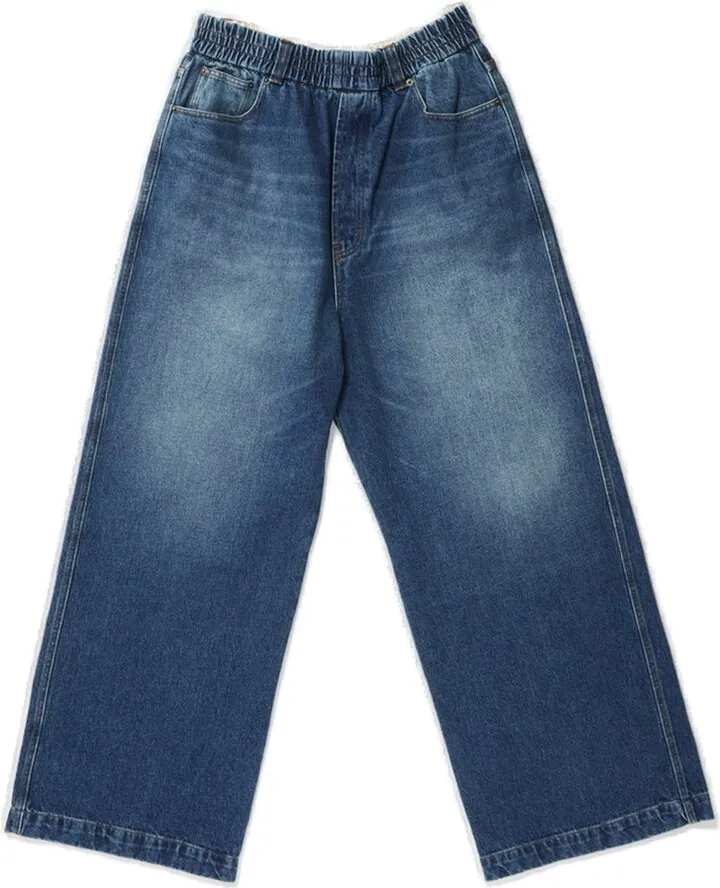 AMI Paris Elasticated Waistband Wide-Leg Jeans
