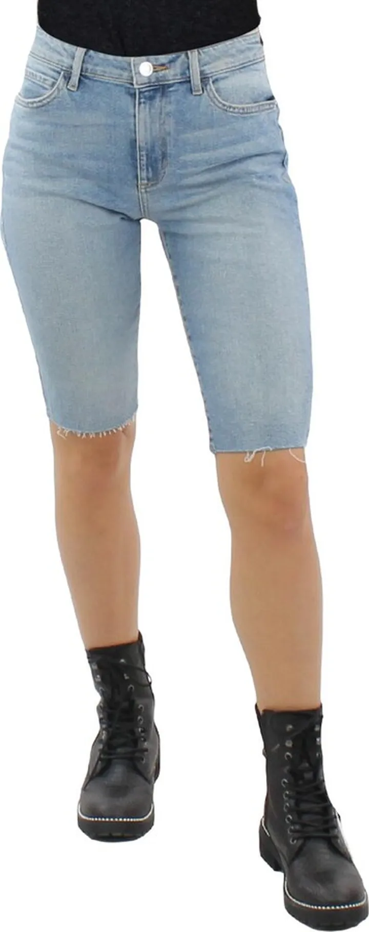 1981 Womens Raw Hem Light Wash Bermuda Shorts