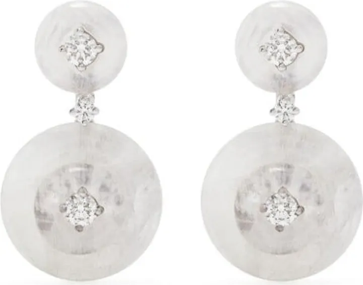 18kt white gold Signal diamond and moonstone earrings