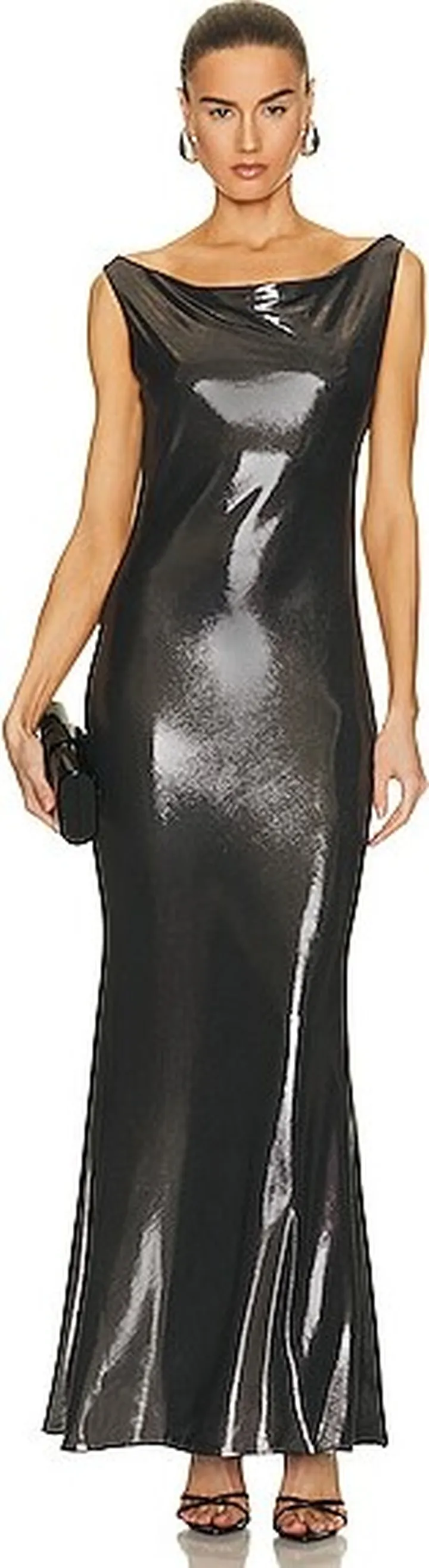 Norma Kamali Maria Gown in Metallic Silver
