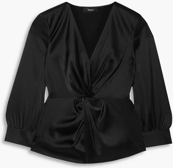 Twist-front satin blouse
