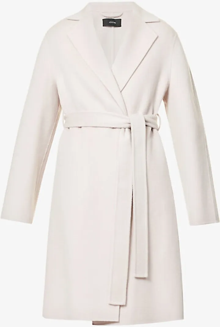 Womens Putty Walmer Belted Wool and Cashmere-blend Coat