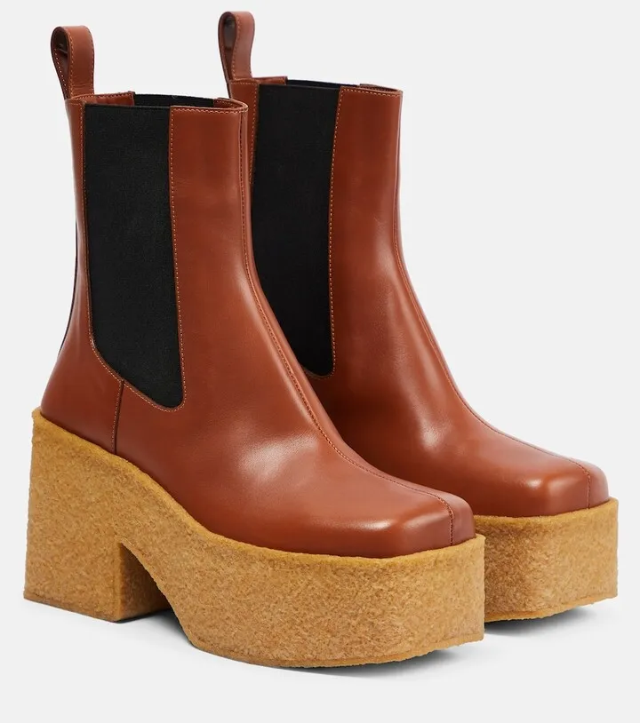 Platform leather boots