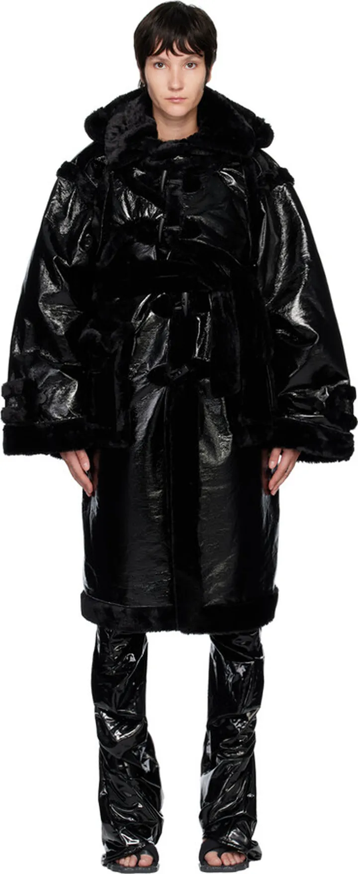 Ottolinger Black Duffle Faux-Shearling Coat