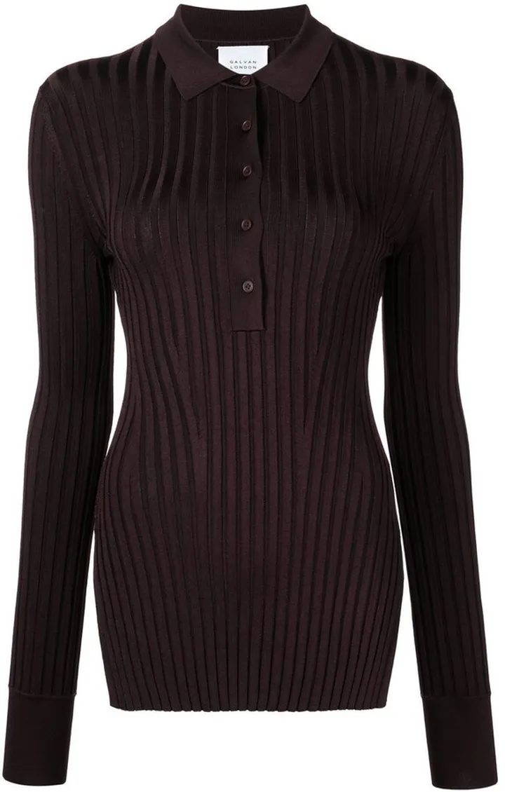 Long-Sleeve Knitted Polo Shirt