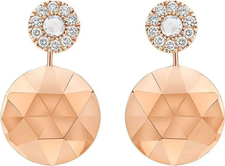 18kt rose gold diamond Rose Cut Forever Geo Disc earrings