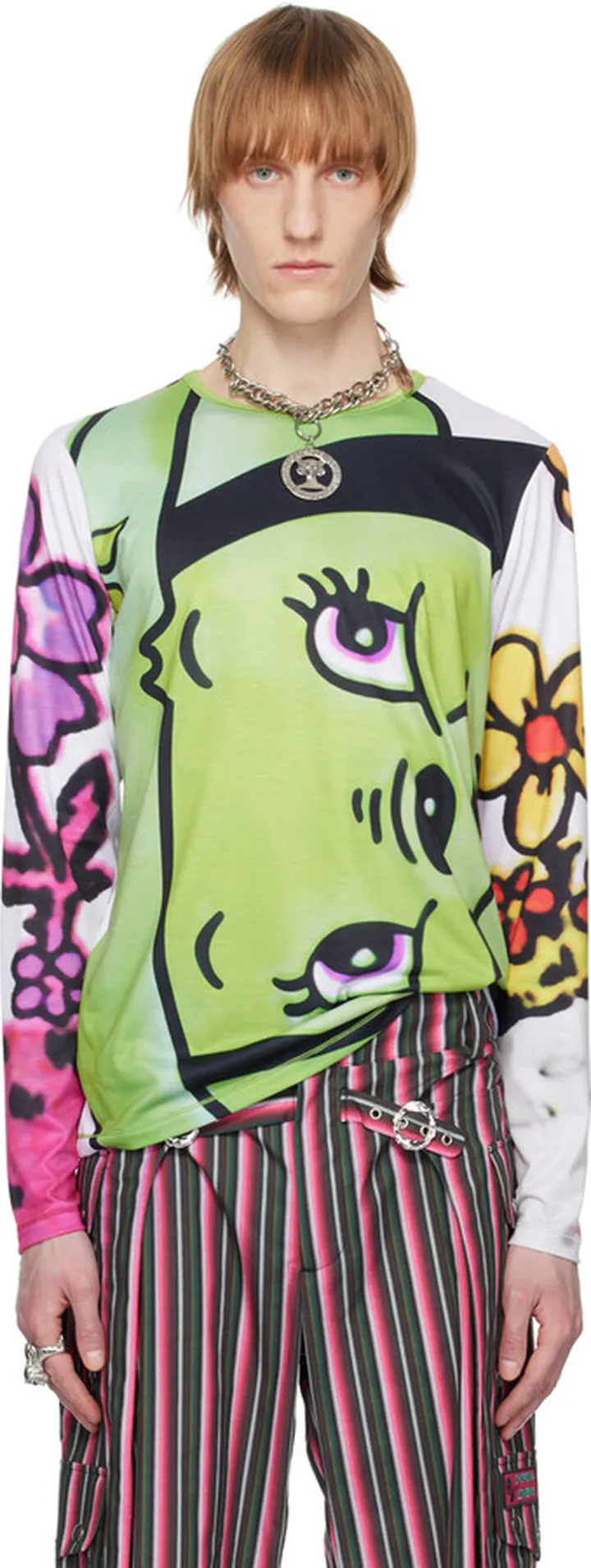 Chopova Lowena Multicolor Neon Smile Long Sleeve T-Shirt