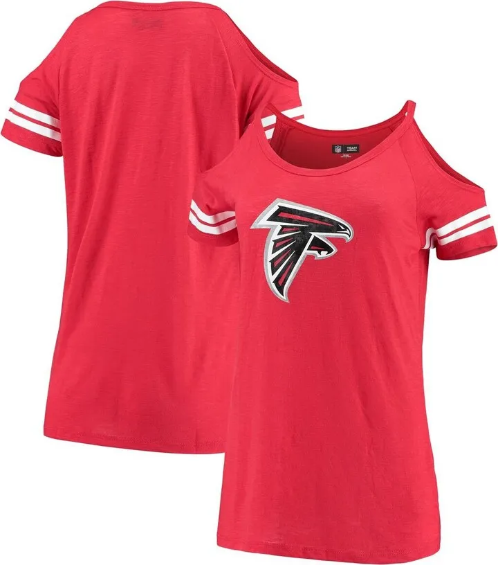 Women's New Era Red Atlanta Falcons Varsity Cold Shoulder T-shirt