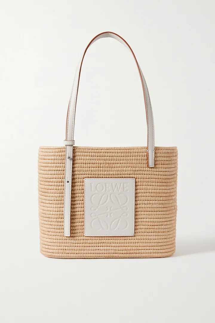 Loewe - + Paula's Ibiza Small Leather-trimmed Woven Raffia Tote - White