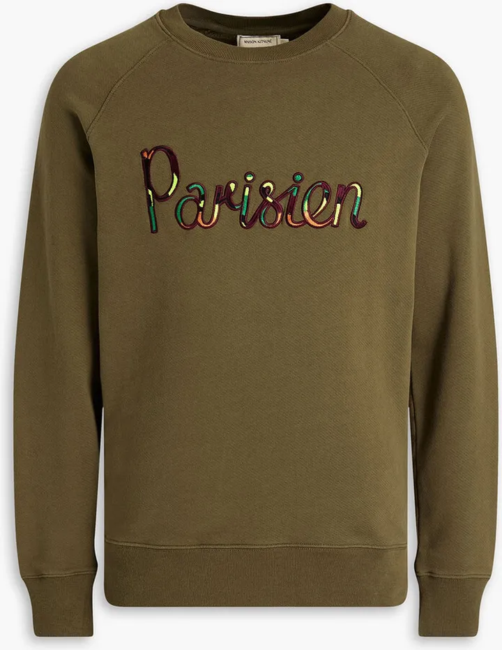 Embroidered French cotton-terry sweatshirt