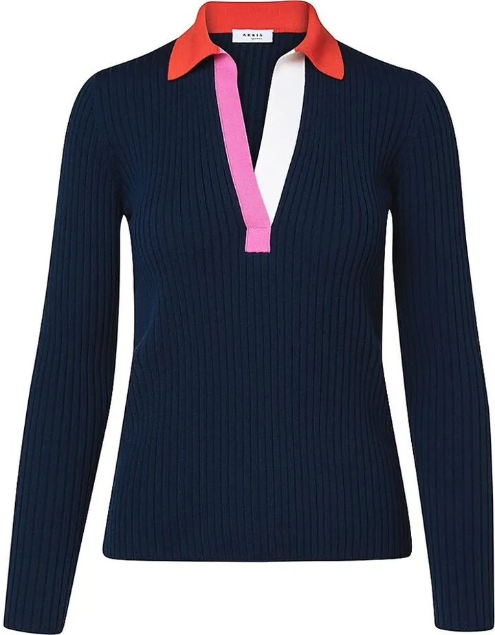 Ribbed Long-Sleeve Polo