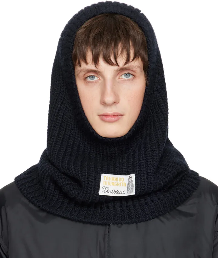 TAKAHIROMIYASHITA TheSoloist. Navy Aran Pattern Balaclava