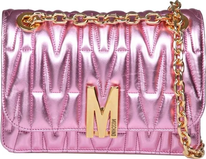 Moschino Logo Plaque Metallic Effect Shoulder Bag