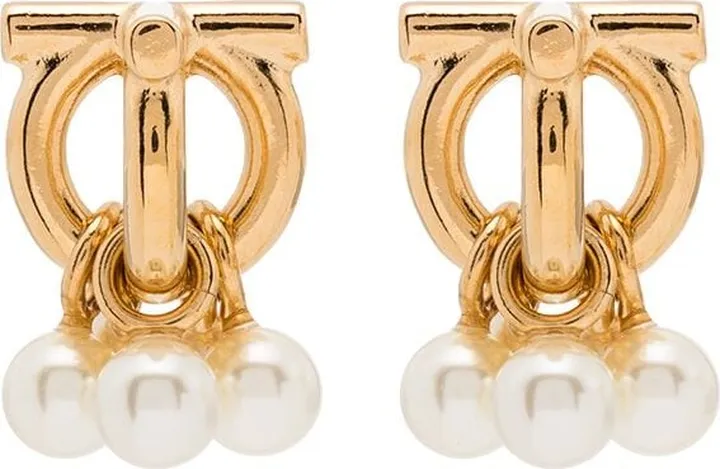 Gancini pearl-embellished stud earrings