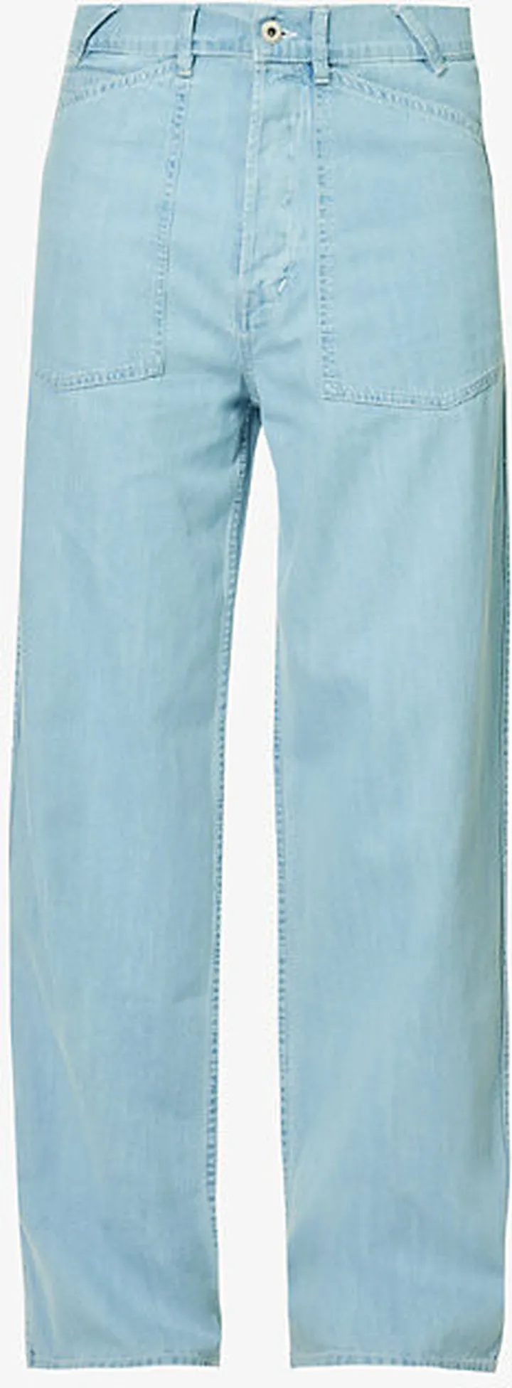 Mens Stone Bleached Sailor Brand-appliqué Wide-leg Jeans