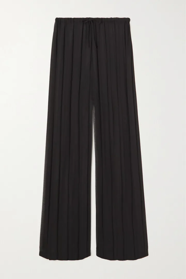 Dries Van Noten - Pleated Chiffon Straight-leg Pants - Black