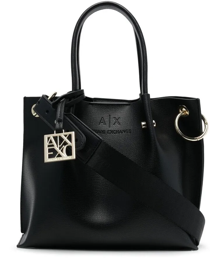 Embossed-Logo Leather Tote