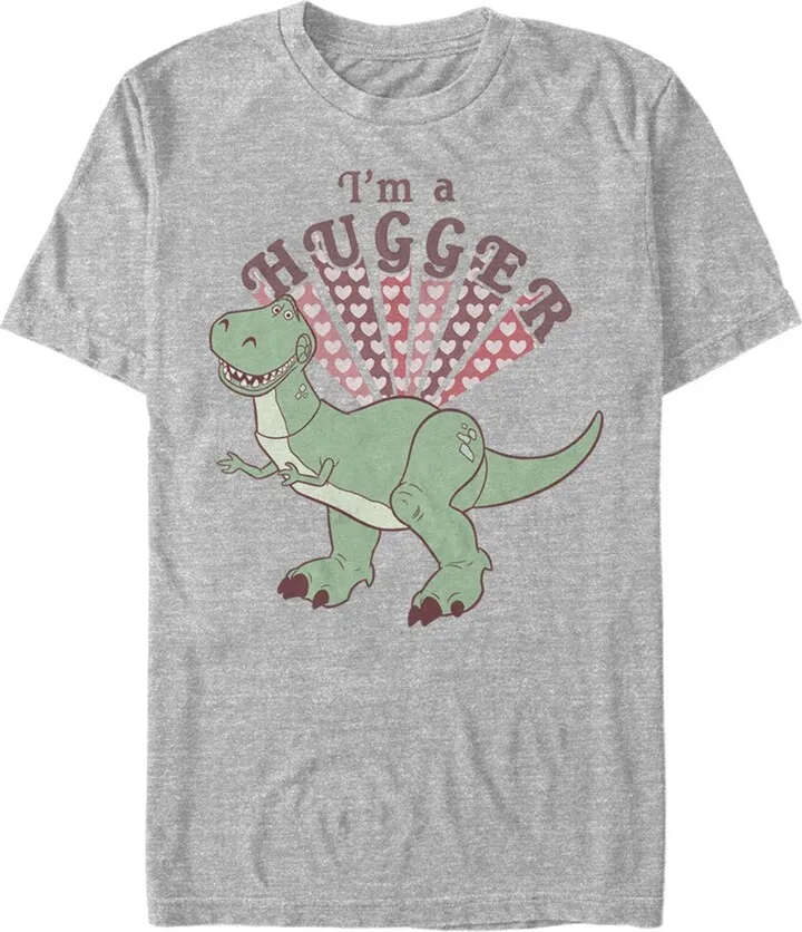 Men's Toy Story Rex I'm A Hugger Hearts T-Shirt - Athletic Heather - 3X Large