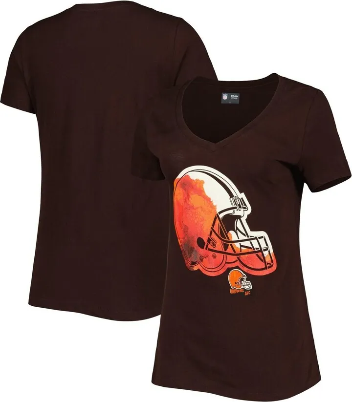 Women's New Era Brown Cleveland Browns Ink Dye Sideline V-Neck T-Shirt