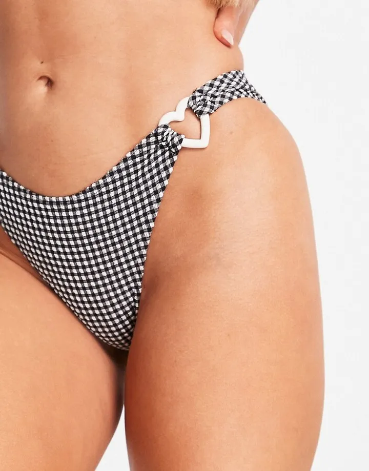 Monki bikini briefs in black gingham