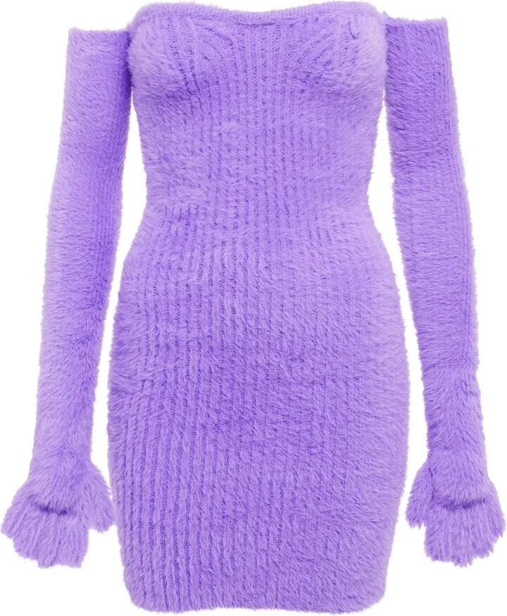Textured minidress with gloves