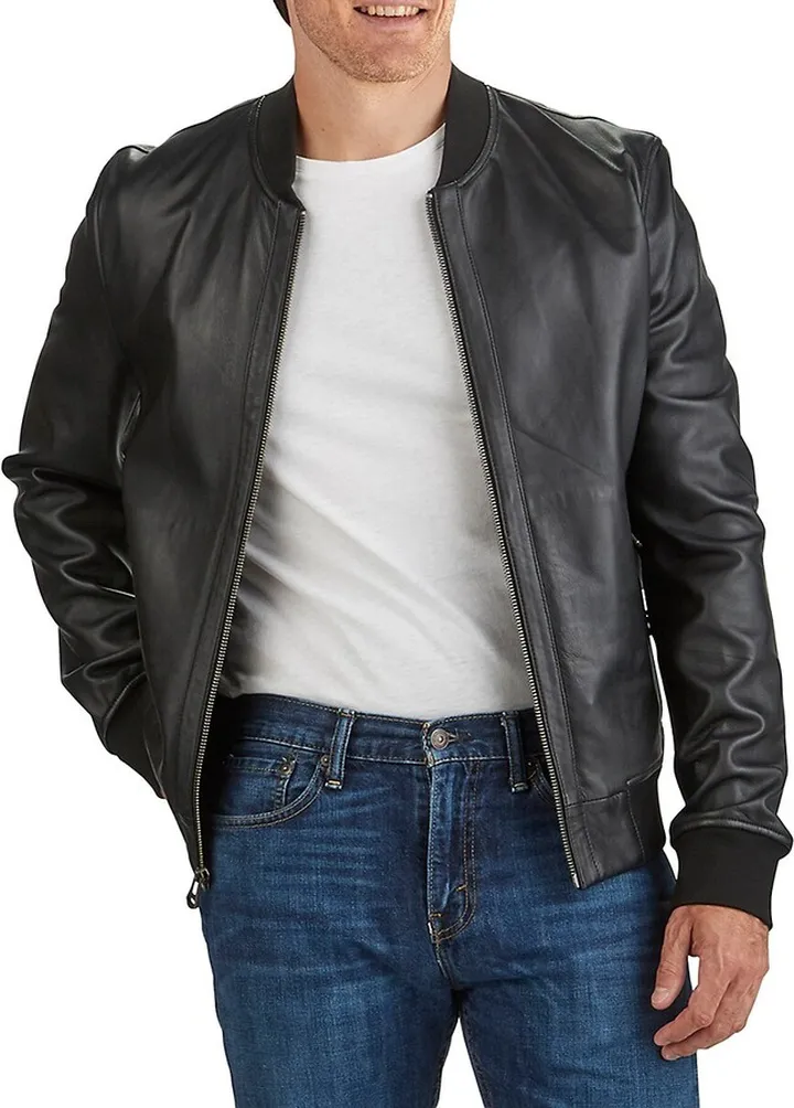 Varsity Bonded Leather Zip Jacket