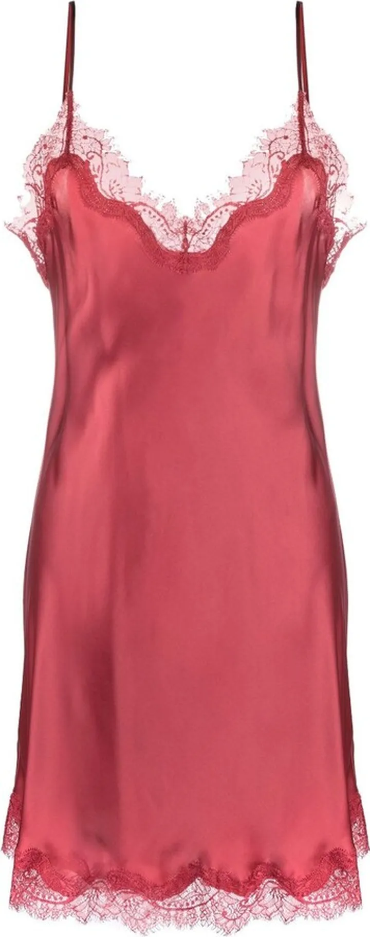 Pink Scarlett Lace Trim Silk Night Dress