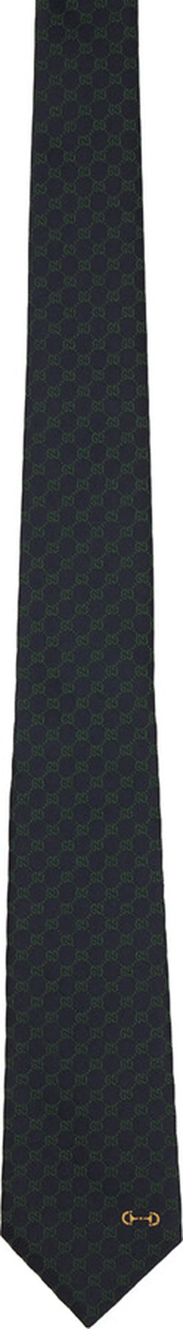 Gucci Navy & Green GG Jacquard Tie