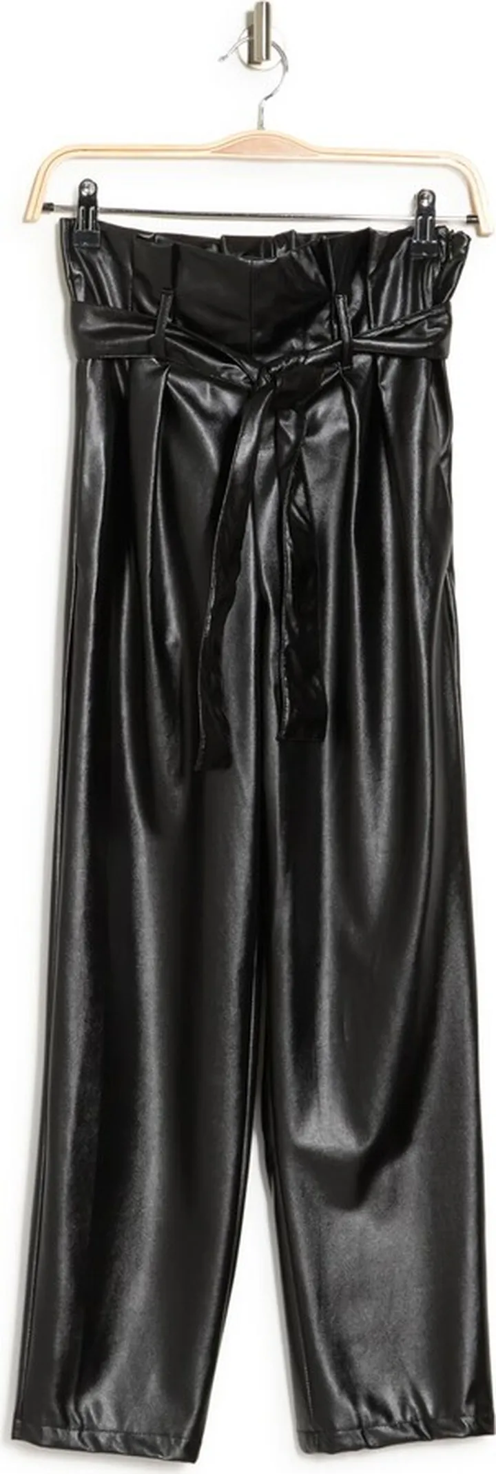 Vegan Leather Paperbag Waist Pants