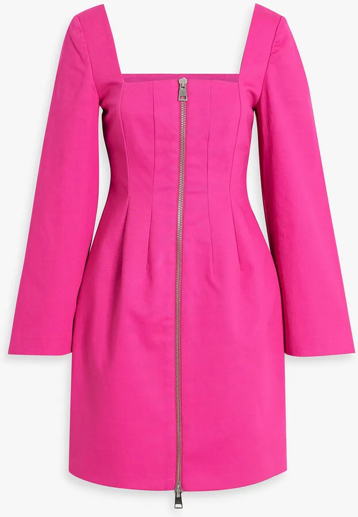 Cotton-blend twill mini dress