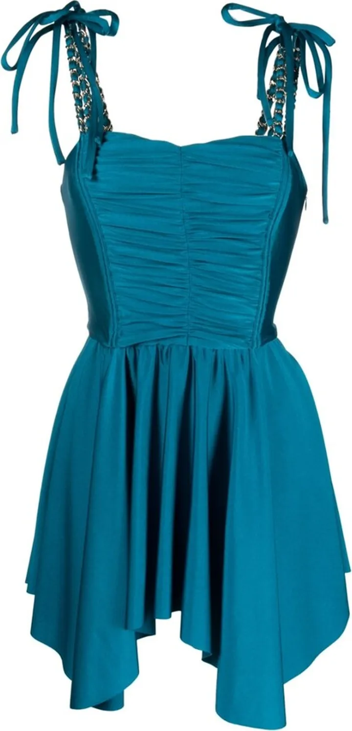 Strappy Ruched Flared Dress