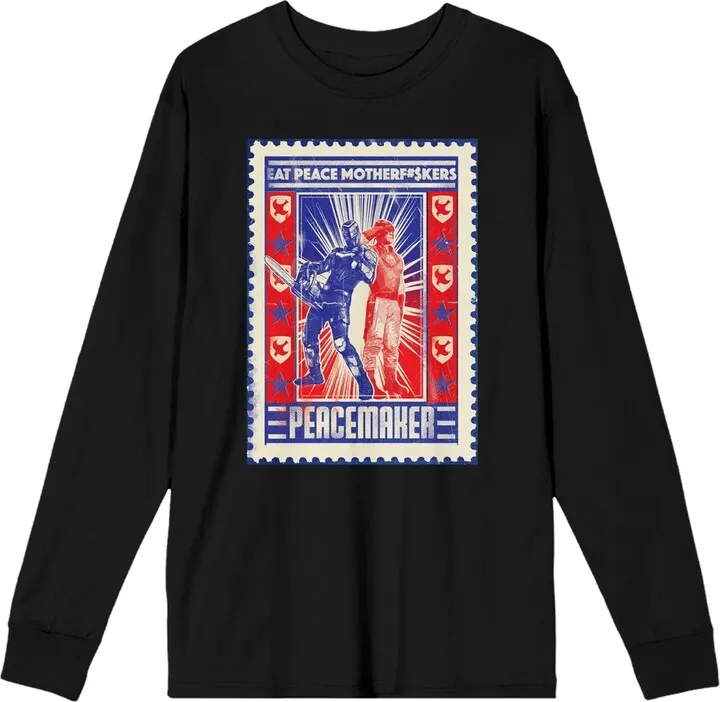 DC Comic Peacemaker Eat Peace Motherf*$kers Men's Black Long Sleeve Shirt-Large