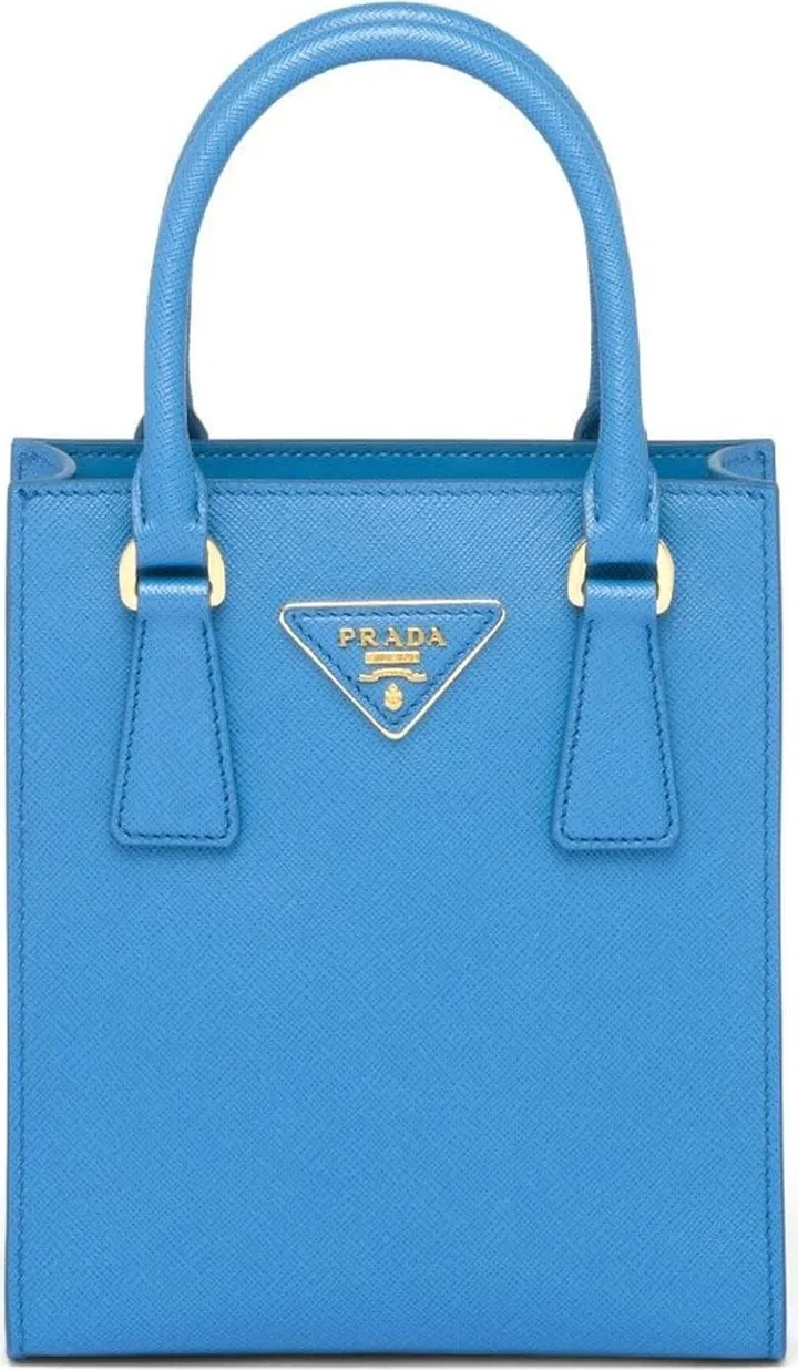 triangle-logo Saffiano-leather tote bag