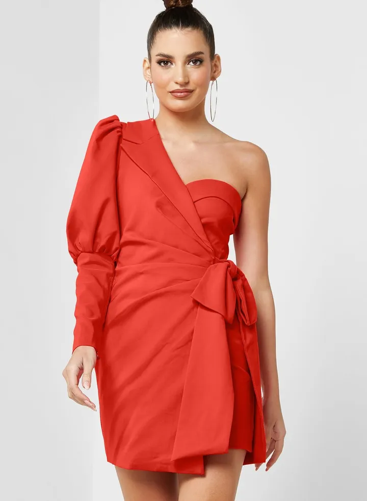 One Shoulder Tie Detail Dress