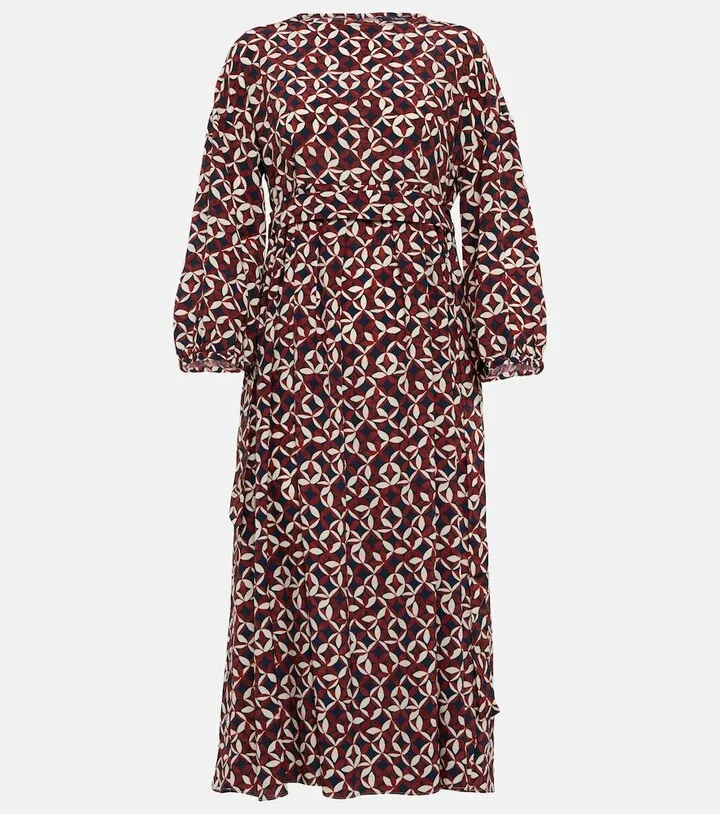 Faenza printed silk midi dress