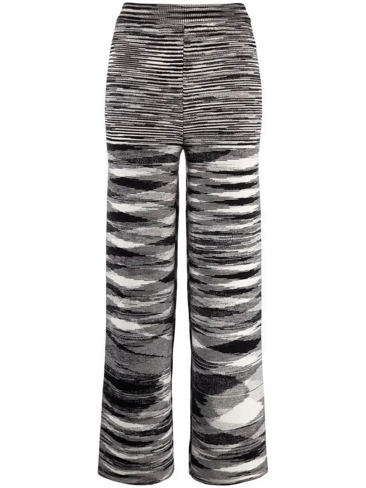 Zigzag Knitted Straight-Leg Trousers
