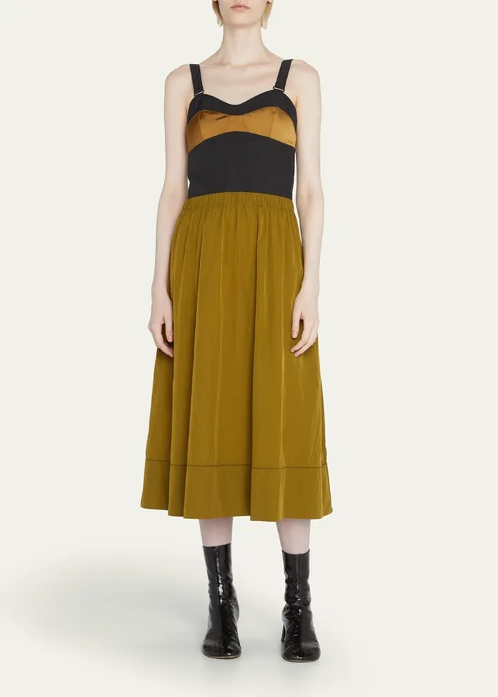 Bustier Colorblock Midi Dress