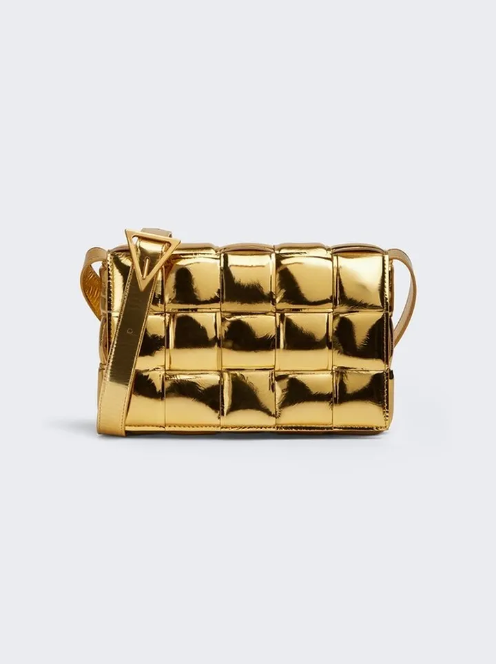 Padded Intreccio Cassette Crossbody Bag Gold