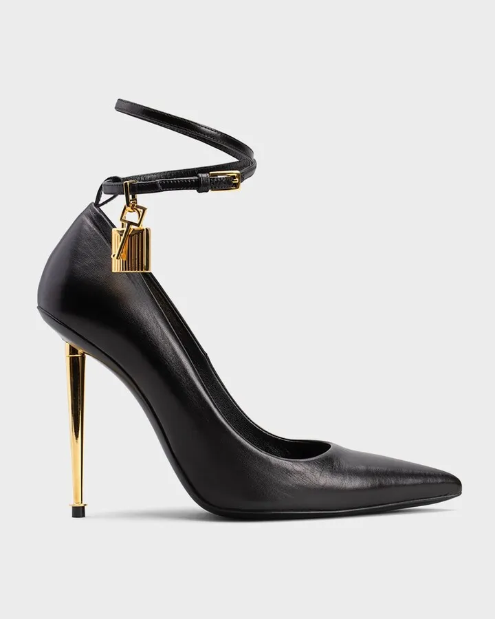 Lock Leather Stiletto Pumps